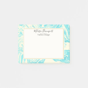 Post-it® Cool marbre design en Turquoise et Crème sur mesur