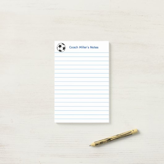 Post-it® Cool Soccer Coach Lined Custom (Sur un bureau)