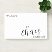 Post-it® Coordinateur du Chaos Noir moderne Nom du script (Bureau)