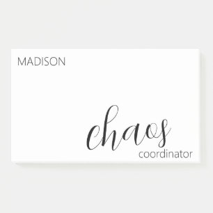 Post-it® Coordinateur du Chaos Noir moderne Nom du script