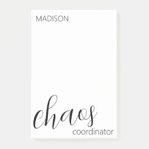 Post-it® Coordinateur du Chaos Noir moderne Nom du script