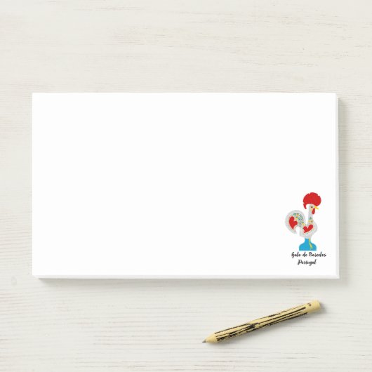 Post-it® Coq portugais de Barcelos en blanc (Sur un bureau)