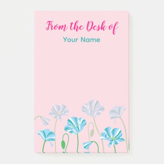 Post-it® Coquelicot bleu personnalisé (Devant)