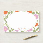 Post-it® Coquelicots Floraux et Professeur Olive Aqua Nom P (Sur un bureau)