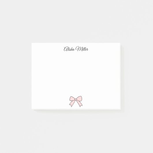 Post-it® Coquette Bow rose Nom personnalisé Stationery (Devant)