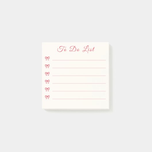 Post-it® Coquette Red Bow Bullet Point To Do List (Devant)