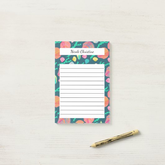 Post-it® Coquillages et algues Plage tropicale Bloc-notes p (Sur un bureau)