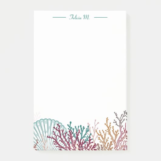 Post-it® Coquille d'escargot bleu et corail (Devant)