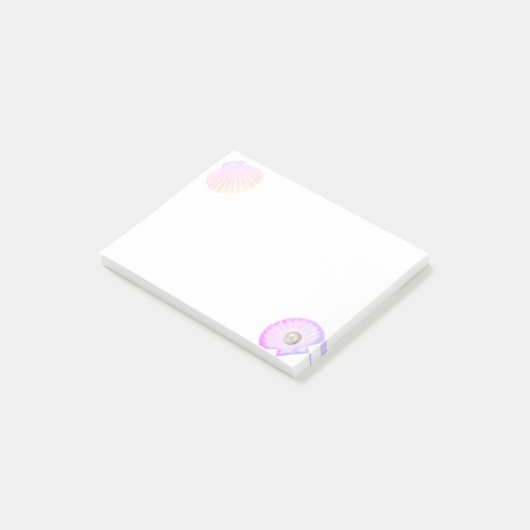 Post-it® Coquille d'huître avec perle sur blanc (Incliné)