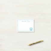 Post-it® Coquille Nautique Blue Seashell Beach Motivation (Sur un bureau)