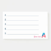 Post-it® Corail bleu monogramme lettre A notes (Devant)