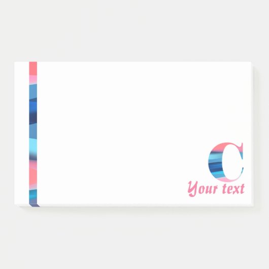 Post-it® Corail bleu monogramme lettre C notes (Devant)
