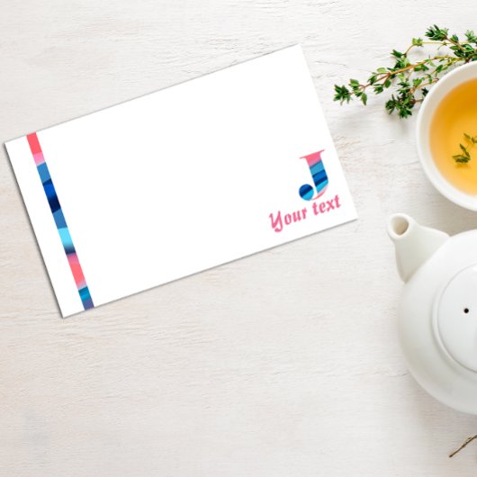 Post-it® Corail bleu monogramme lettre J notes