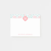 Corail décoré d'un monogramme et damassé florale