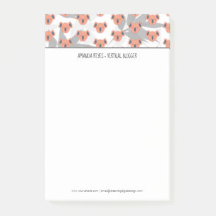 Post-it® Corail Moderne Koala Mignon et Feuille Tropicale