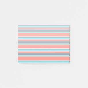Post-it® Corail vivant, bandes bleues et grises