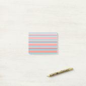 Post-it® Corail vivant, bandes bleues et grises (Sur un bureau)
