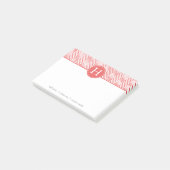 Post-it® Coral Chevrons Monogramme personnalisé (Incliné)