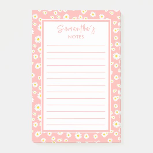 Post-it® Coral rose Boho Daisis de printemps (Devant)