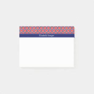 Post-it® Coral Rouge Navy 5c Marocain #5DS Navy Monogramme 