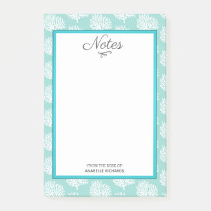 Post-it® Coraux de mer blanche et vert côtiers en verre de