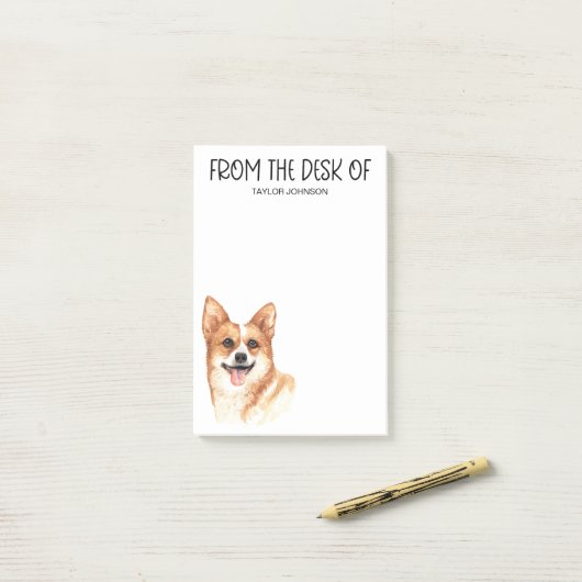 Post-it® Corgi Lover (Sur un bureau)