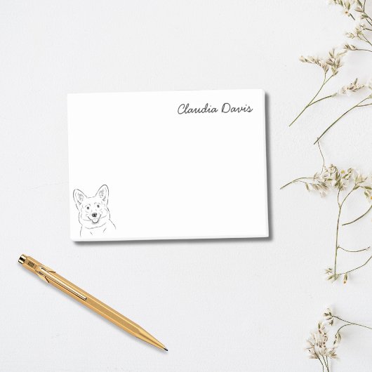 Post-it® Corgi Lover Simple Chien Noir & Blanc Personnalisé