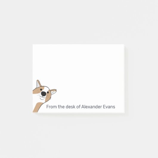 Post-it® Corgi Peeking Personnaliser les notes (Devant)