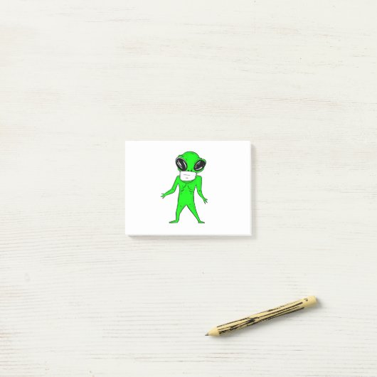 Post-it® coronavirus halloween masque visage alien (Sur un bureau)