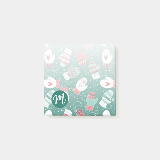 Post-it® Cosy hiver Noël Mittens Motif en vert (Devant)
