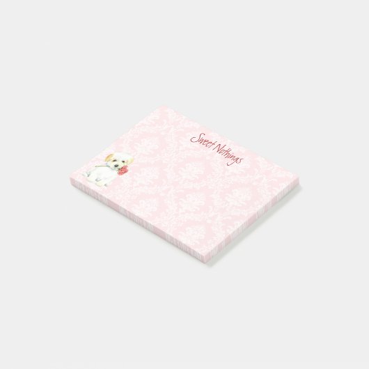 Post-it® Coton rose de Tulear de Valentine (Incliné)