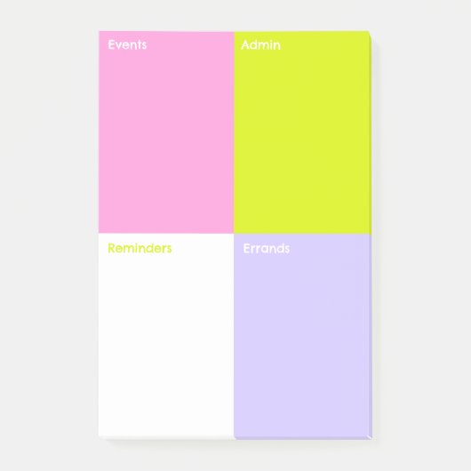 Post-it® Couleur Bloc Notes Moyenne (Devant)