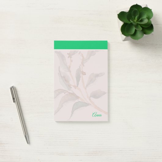 Post-it® Couleur d'aquarelle couleur verte de bordure perso (Bureau)