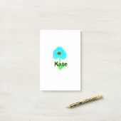 Post-it® Couleur d'eau bleu vert ajouter votre nom texte pe (Sur un bureau)