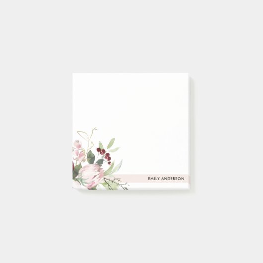 POST-IT® COULEUR D'EAU FLORALE DE PROTÉA BURGUNDÉ ROSE BLAN (Devant)