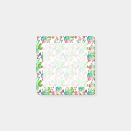 Post-it® Couleur d'eau vive Cactus et Motif succulent (Devant)