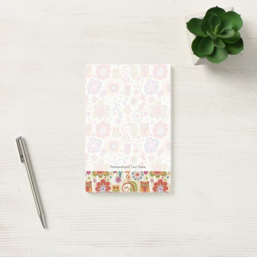 Post-it® Couleur florale et hibou (Bureau)