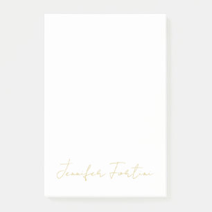 Post-it® Couleur Or Calligraphie Élégant Simple Nom