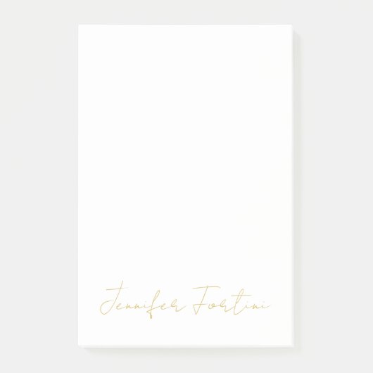 Post-it® Couleur Or Calligraphie Élégant Simple Nom (Devant)