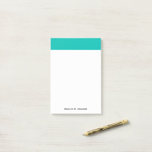 Post-it® Couleur solide : Turquoise (Sur un bureau)