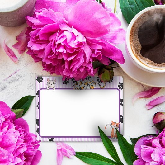 Post-it® Couleur violette avec pattes chatons mignons 4" x 