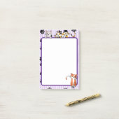 Post-it® Couleur violette avec pattes chatons mignons 4" x  (Sur un bureau)