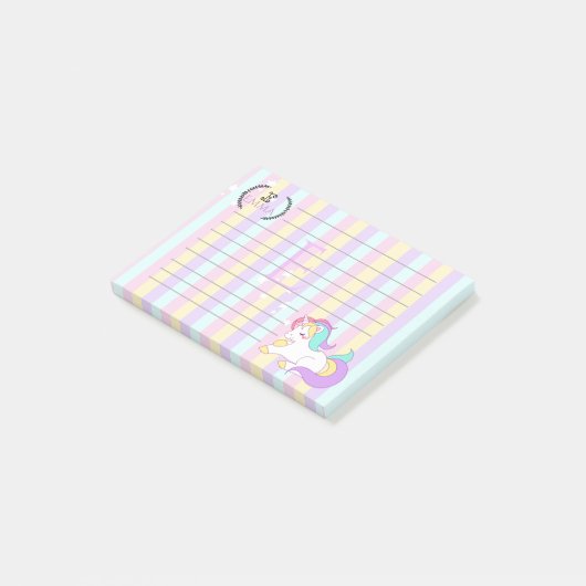 Post-it® Couleurs arc-en-ciel pastel mignon monogramme lico (Incliné)