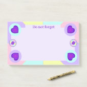 Post-it® Couleurs pastel & coeurs violets battre (Sur un bureau)