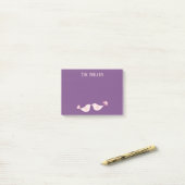 Post-it® Couleurs violettes et roses avec Inséparables (Sur un bureau)