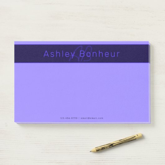 Post-it® Couleurs violettes profondes modernes | Nom et mon (Sur un bureau)