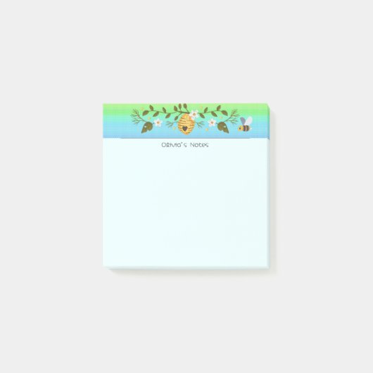 Post-it® Coupe de nid d'abeille mignonne Nom personnalisé (Devant)