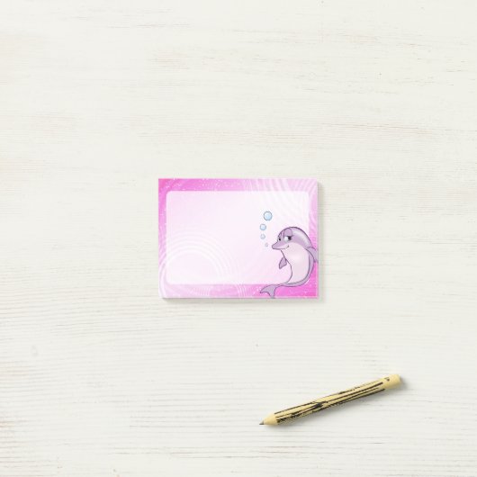 Post-it® Coupez le dauphin rose (Sur un bureau)