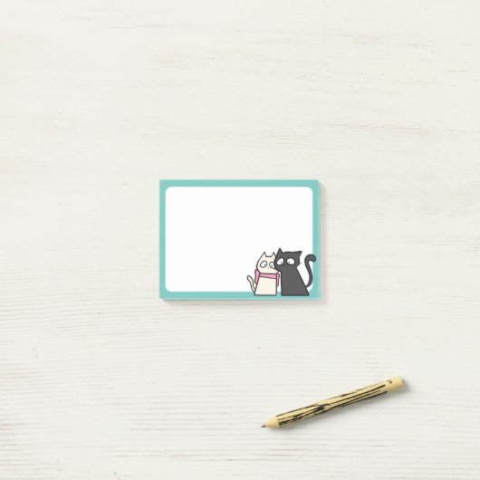 Post-it® couple de chat 3x4 (Sur un bureau)