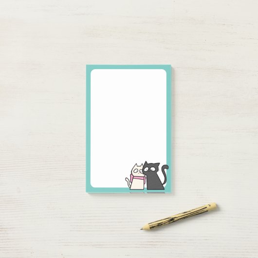 Post-it® couple de chat 4x6 (Sur un bureau)